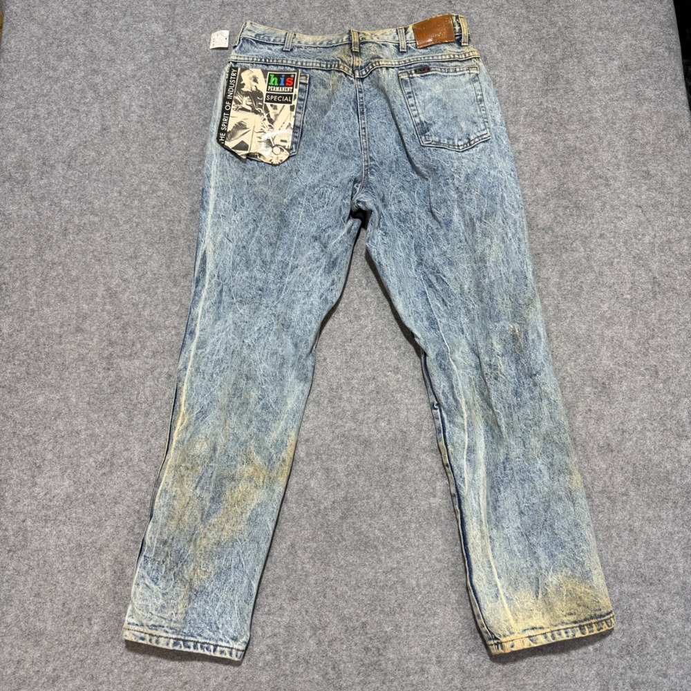 Vintage HIS Permanent Special Acid Wash Jeans Mens 32x29 Straight Leg Denim Blue